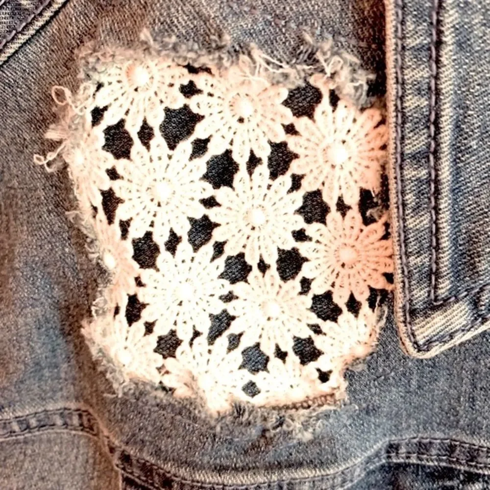Justice Distressed Jean Jacket Lace Patch Plus Size 18-20 XXL Brand New